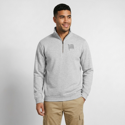 Quarter-Zip-Pullover • Fahne - Grau meliert